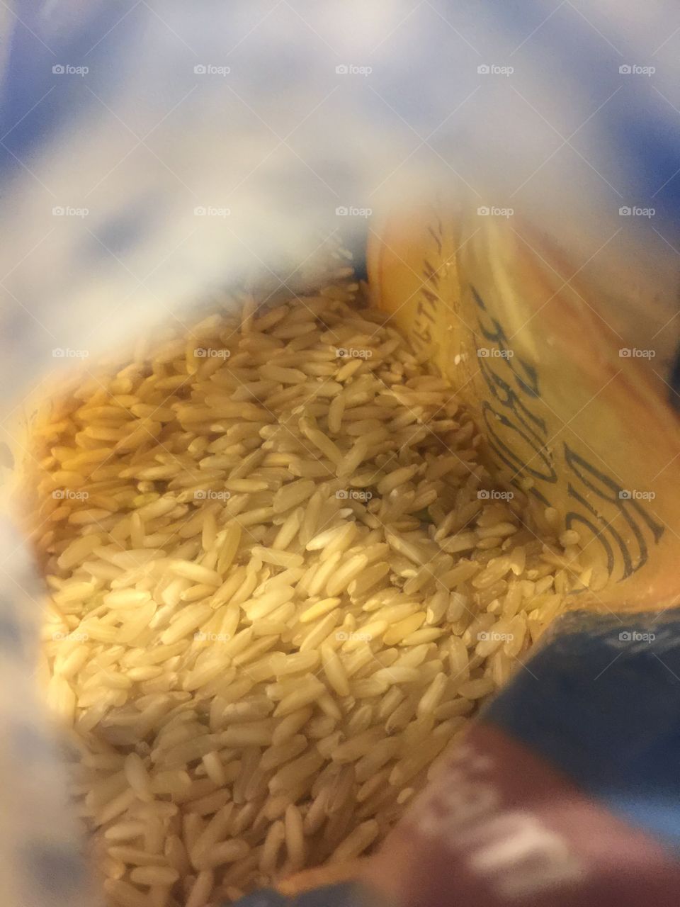 Abstract art shot rice in bag