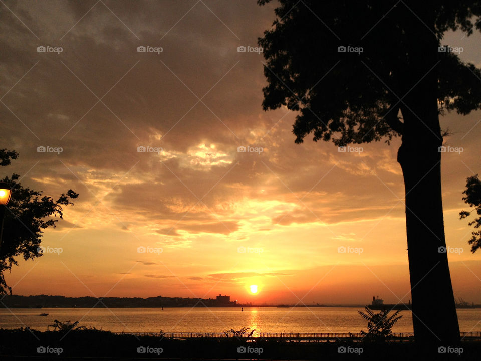 sky sunset clouds trees by vincentm