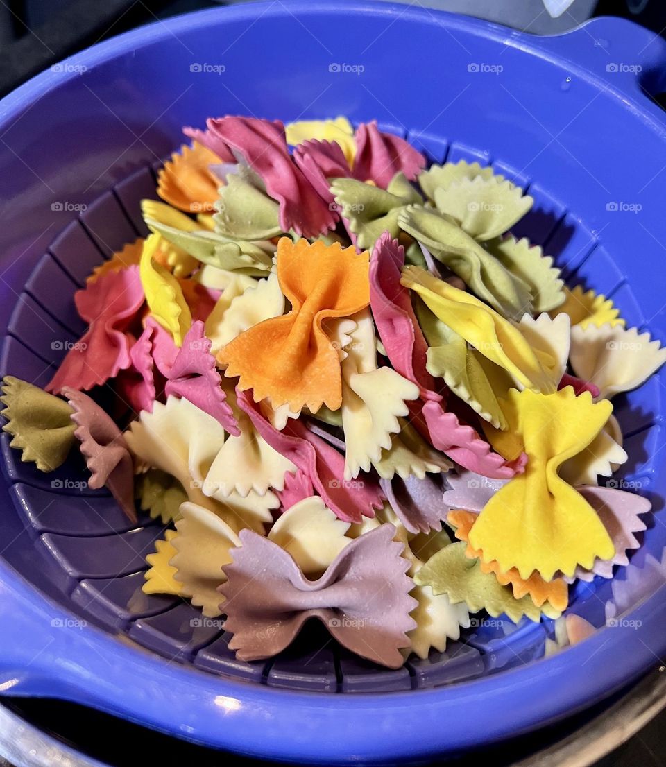 Colourful pasta ribbons