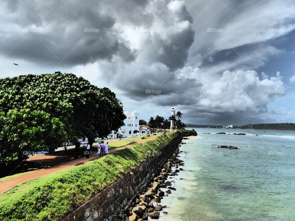 Storm over Galle. Storm coming in over Galle Fort