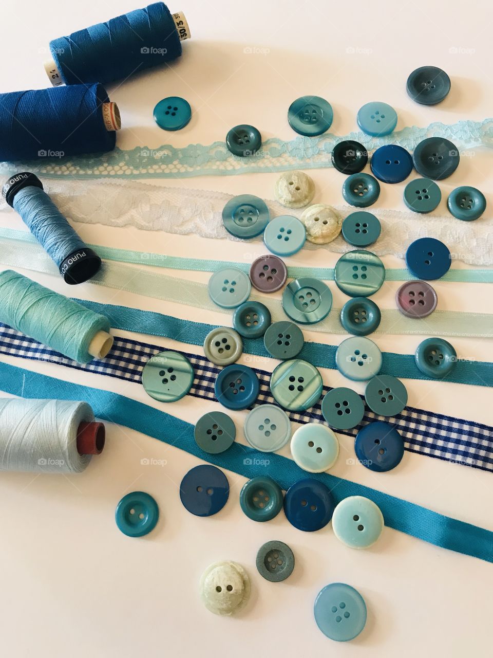 My blue strings, laces and buttons 