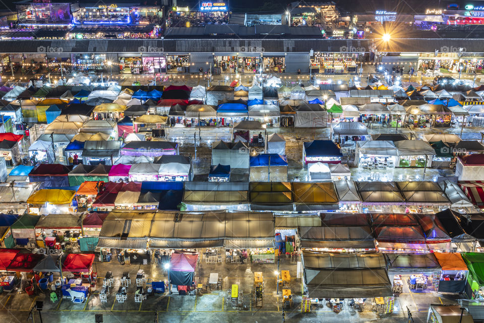 Beautiful night market scene in Bangkok Thailand