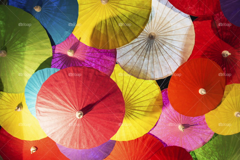 beautiful colors of paper umbrellas