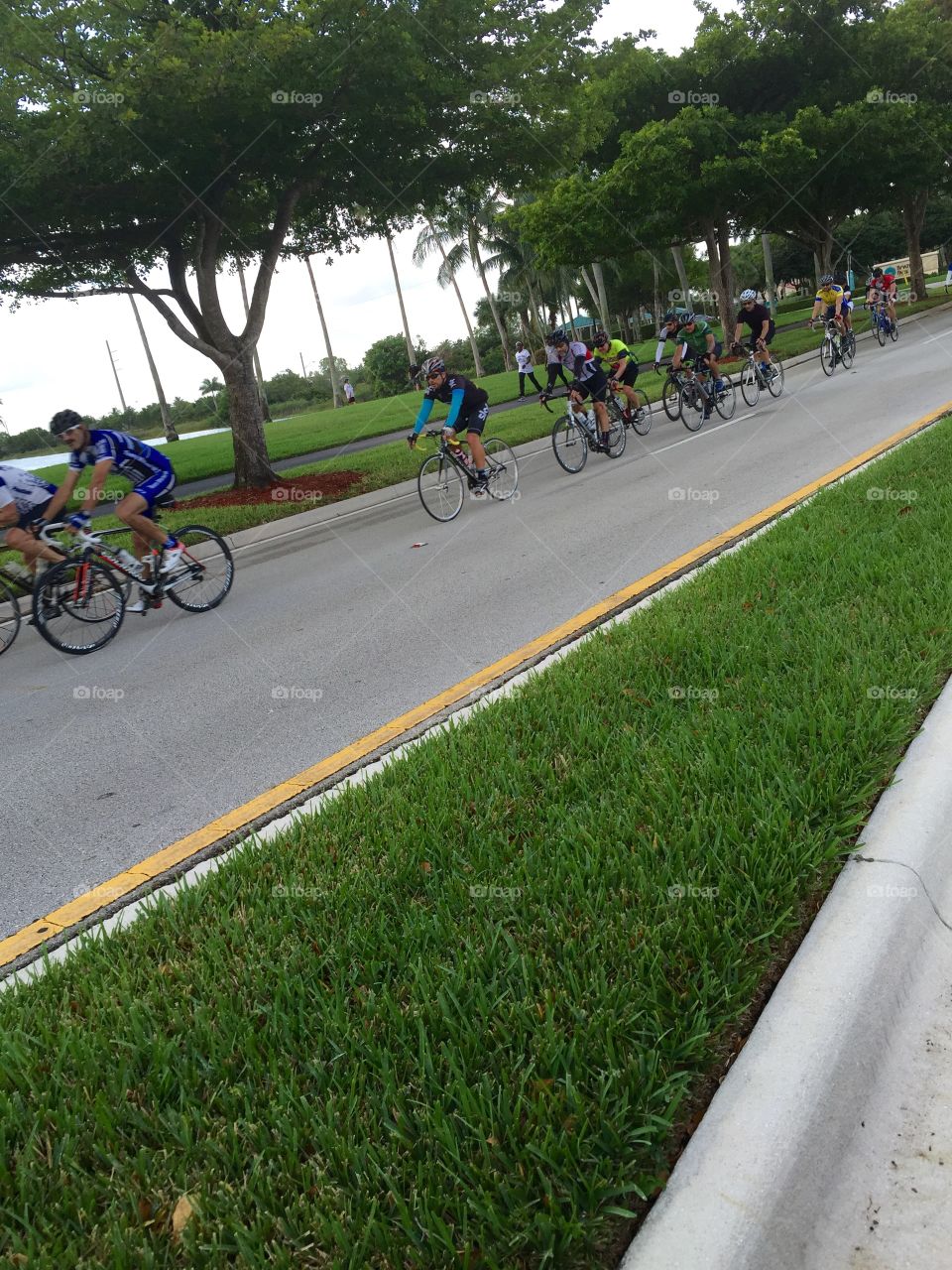 Biking . Group of people riding bikes in the street, Pembroke Pines, Florida, USA 