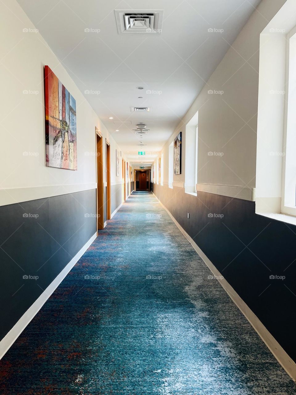 A quiet hotel corridor 