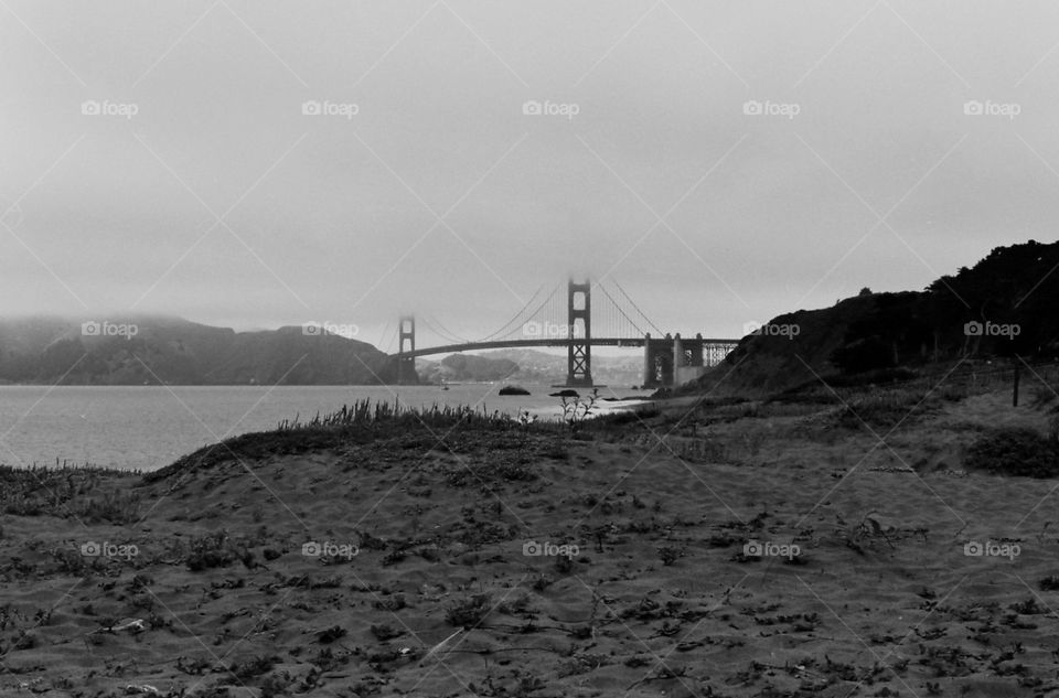 Golden Gate Bridge and beach