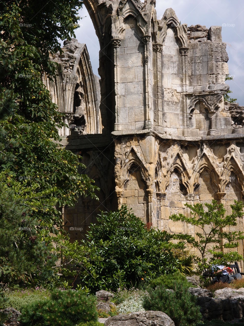 Magnificent remains of a structure in York, England on a sunny summer day 