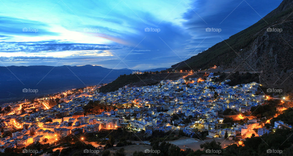 chaouen Morocco at night