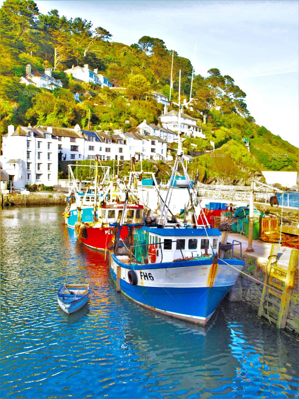 Brightly coloured fishing boats in Cornwall 