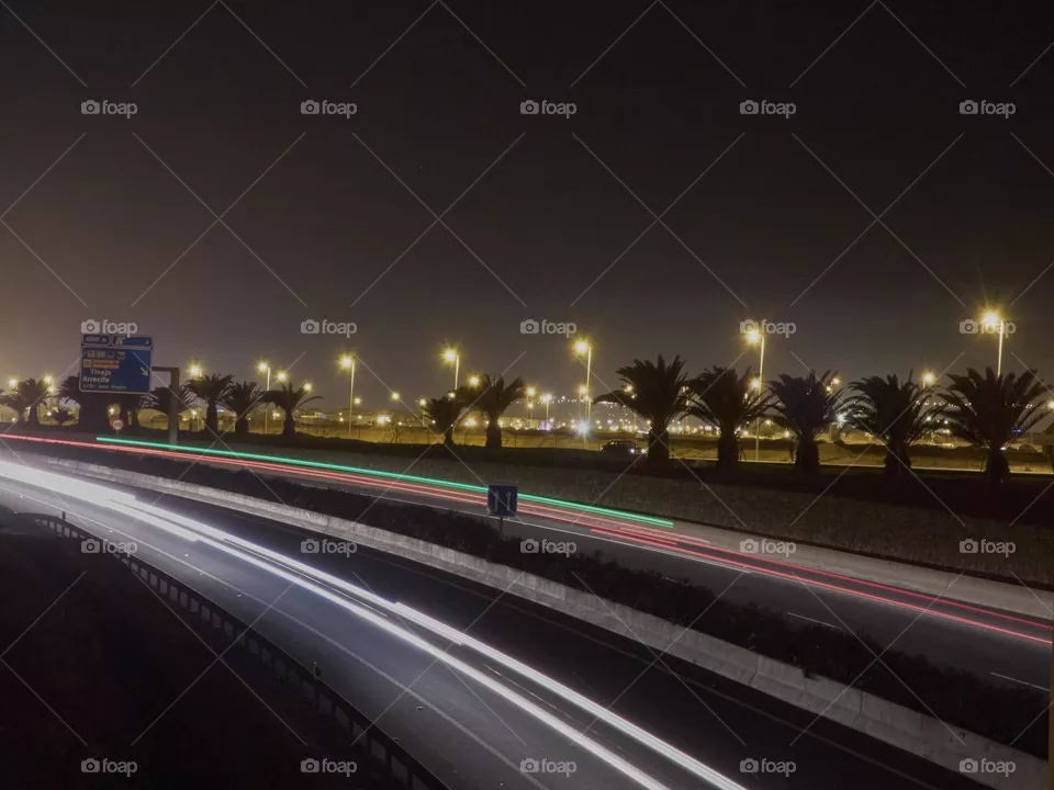 moving cars taken at night in long exposure