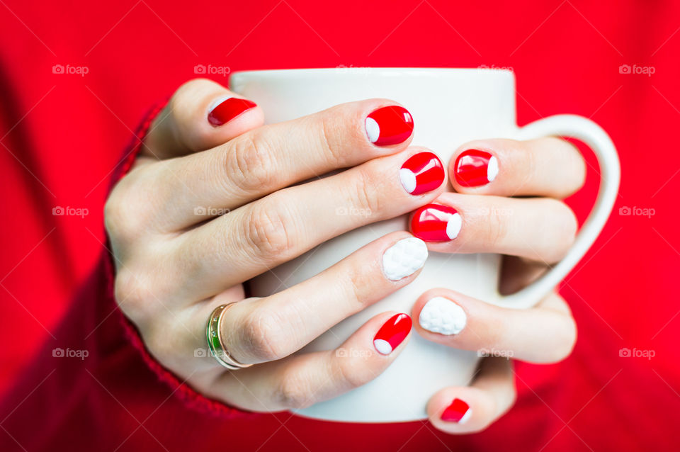 woman hand with cup of tea