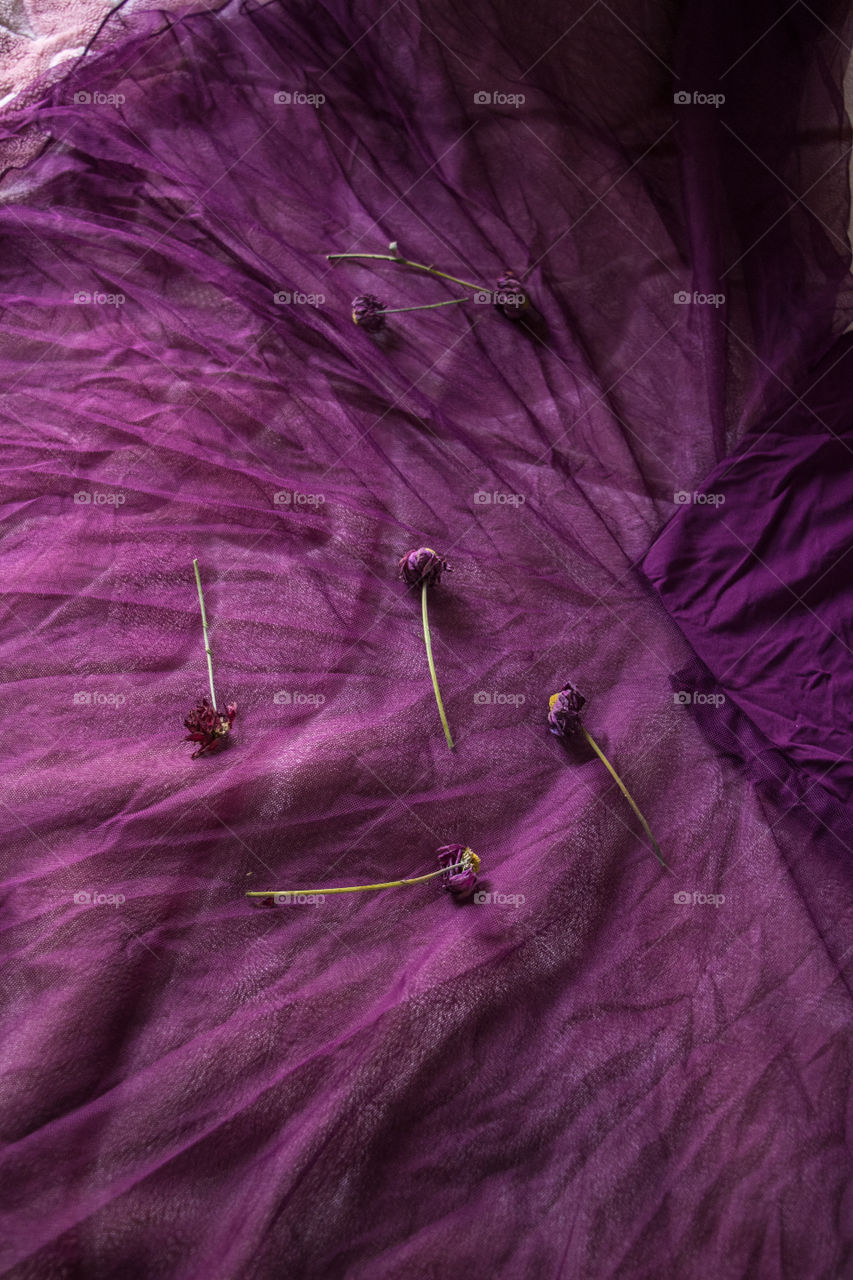 Tulle fabric and random flowers