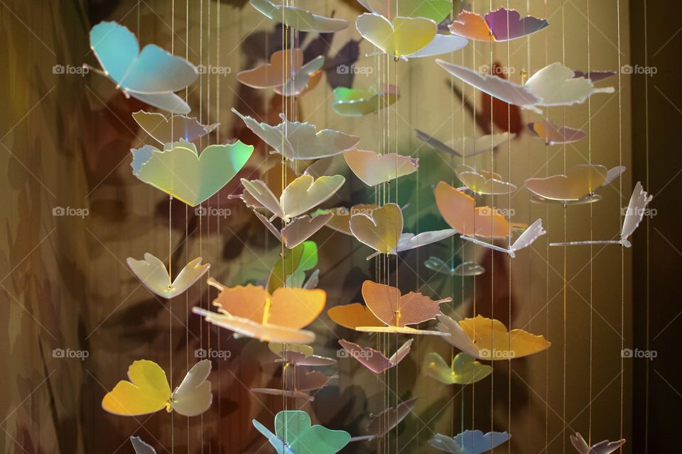 Colorful hanging butterflies 