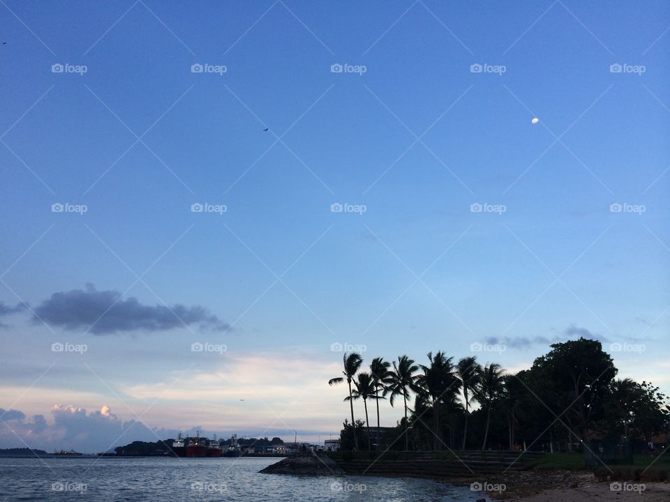 Dusk at Pasir Ris beach