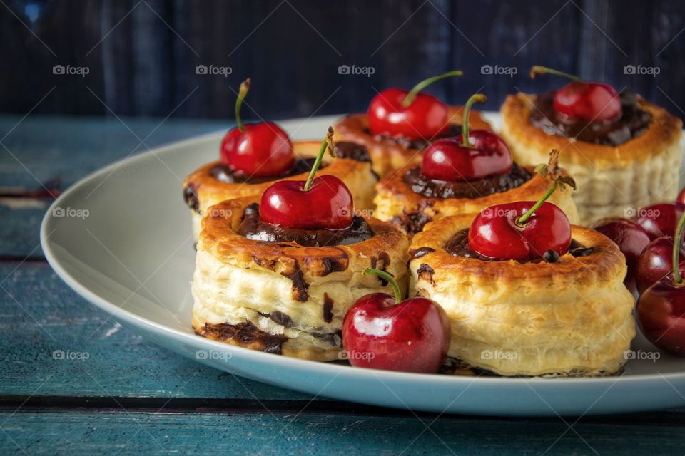 Chocolate and cherry vol au vent