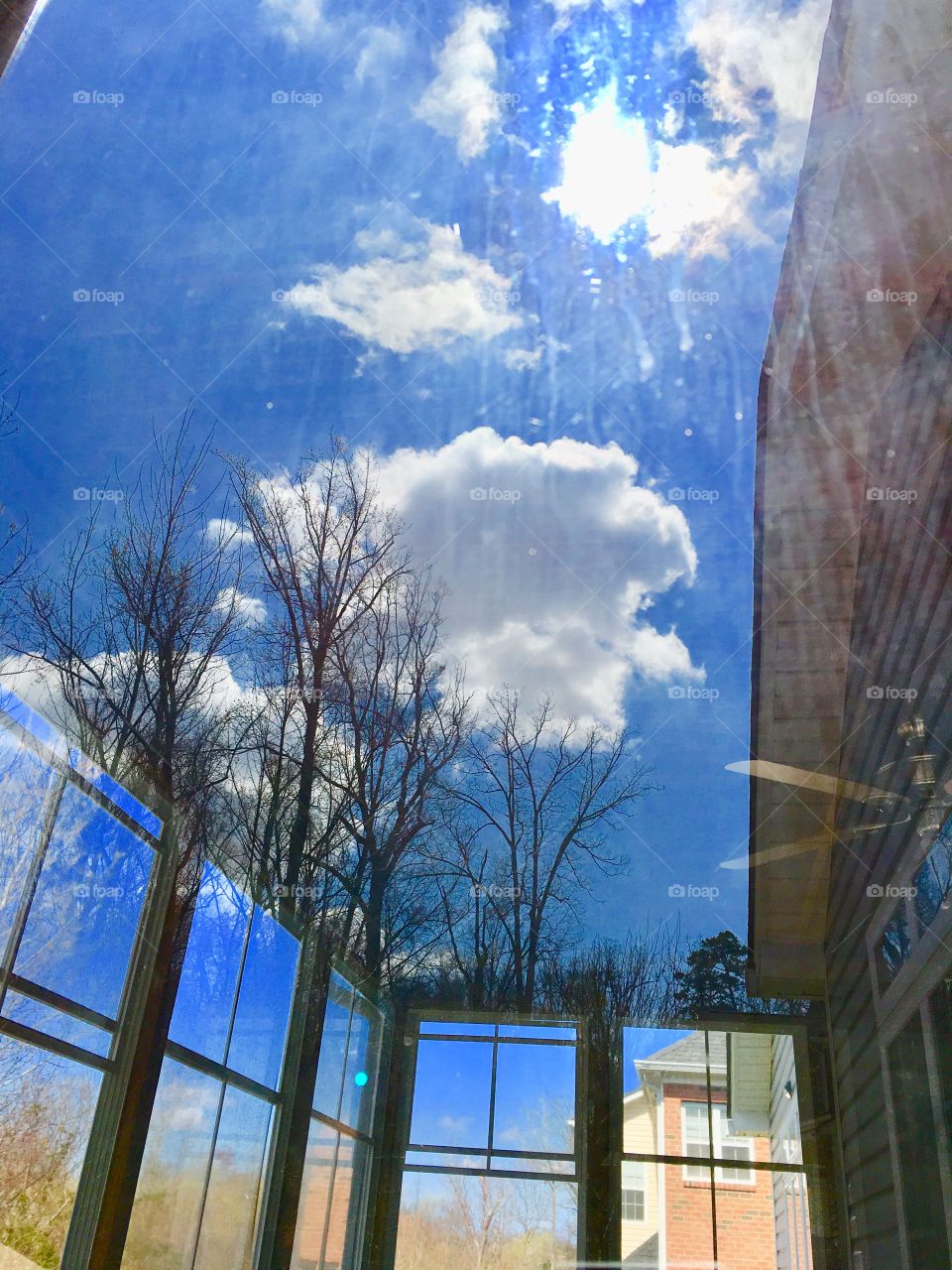 Cloud through the glass door