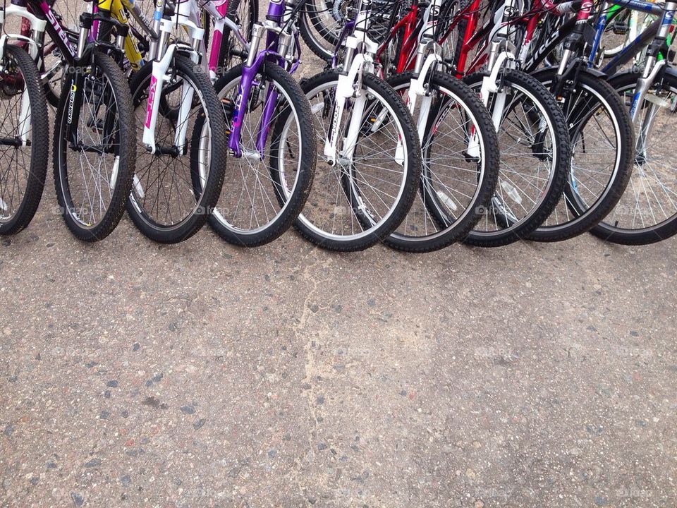 City bike parked in row