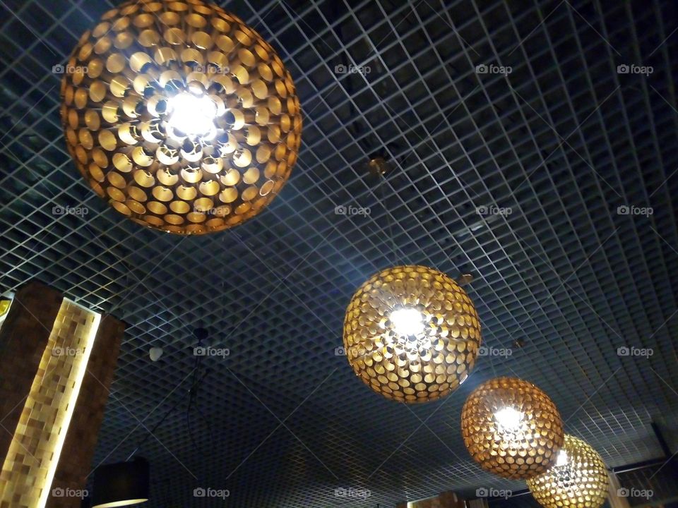 Night lamps in the restaurant