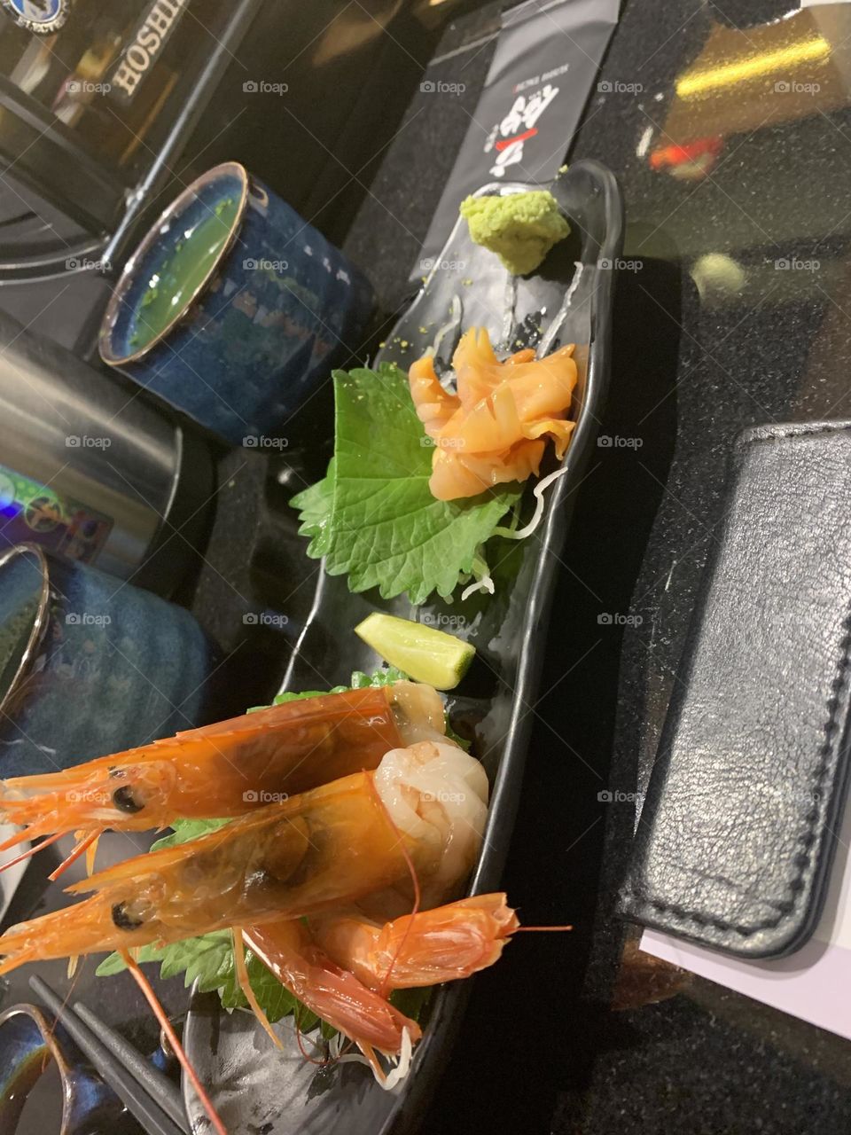 shrimp sashimi and ark shell sashimi 
