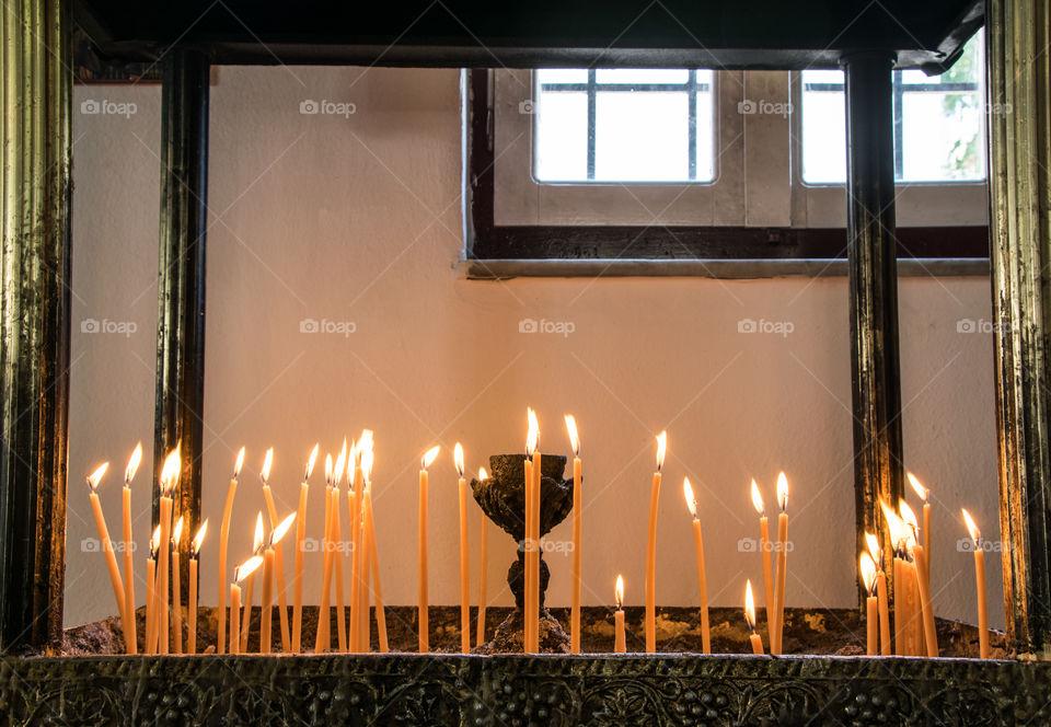 Prayer Candles Lights In The Church