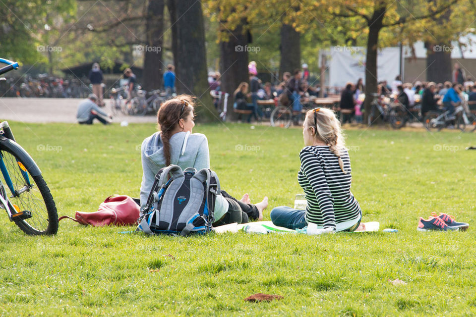 Girls hanging out at the park