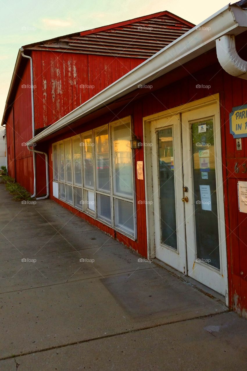 Red building with windows