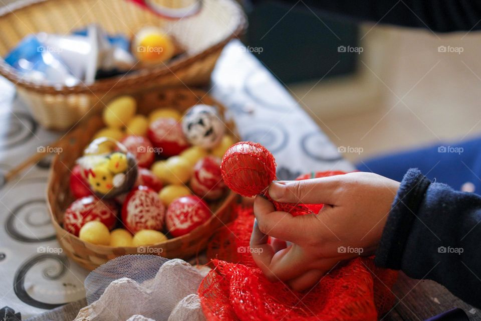 Painting Easter eggs