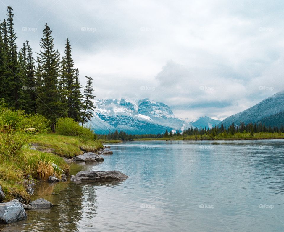 Canadian Rocky Mountains glacier fed river remote 