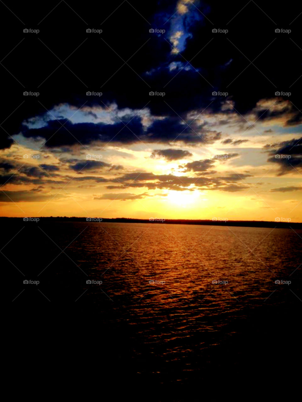 Sunset over Long Island Sound. Port Jefferson Ferry 