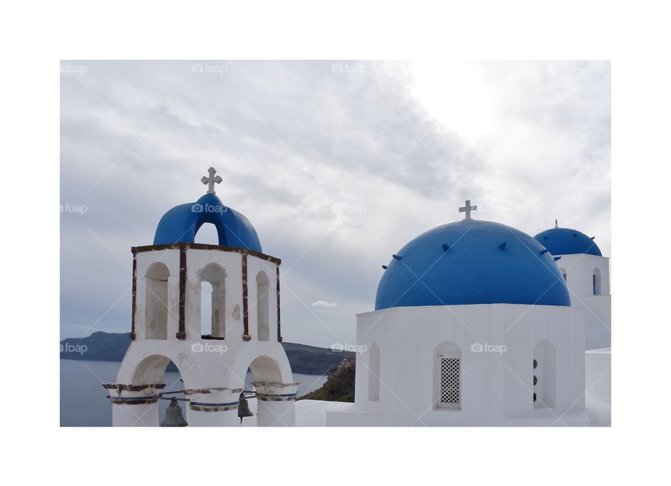 Blue dome in Santorini, Oia