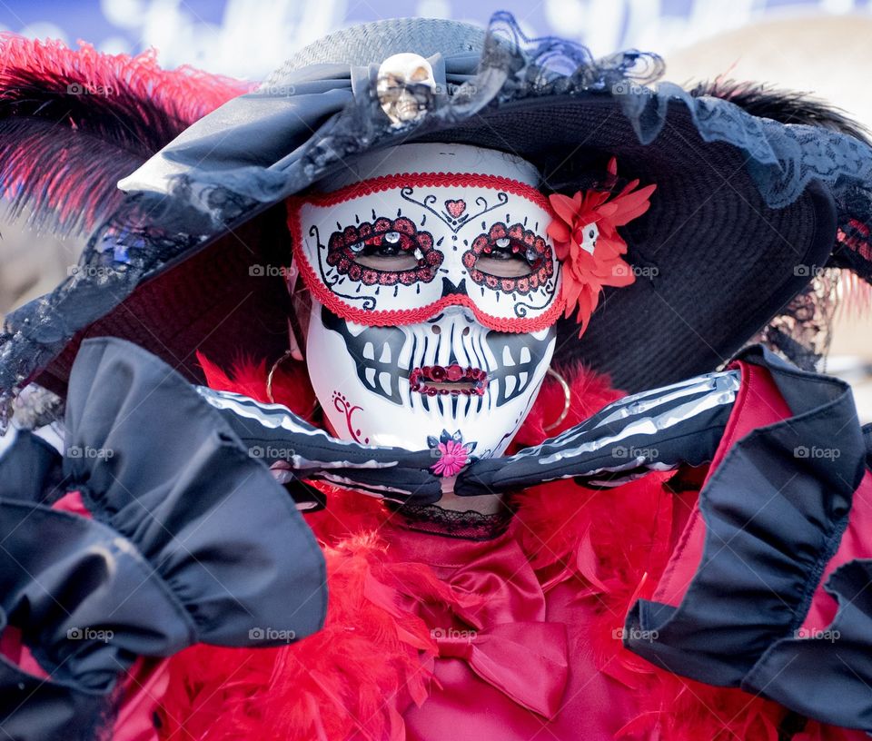 Performer on day of the dead in New Mexico