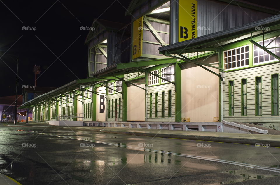 Wharf at night after rain in Fremantle Perth Australia