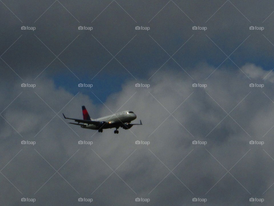 airplane in the clouds