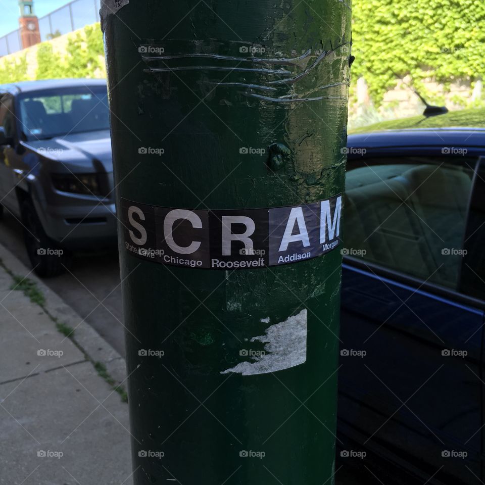 Sticker art on street pole 