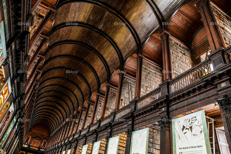 The long room. This photo was taken in the Long room at the library of the Book of Kells exposition.  Trinity college Dublin
