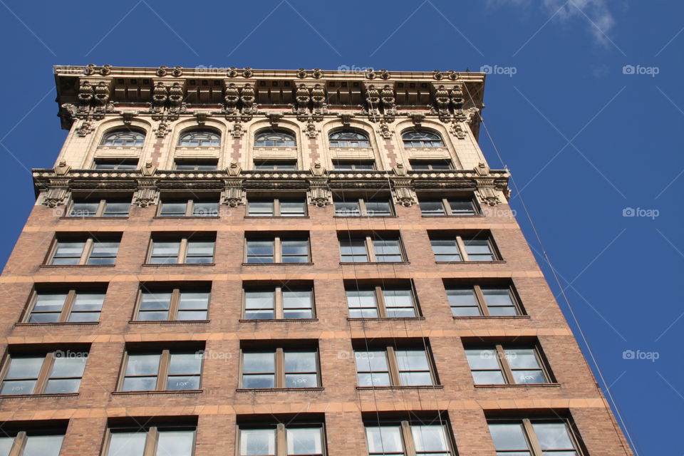 Looking up at a building