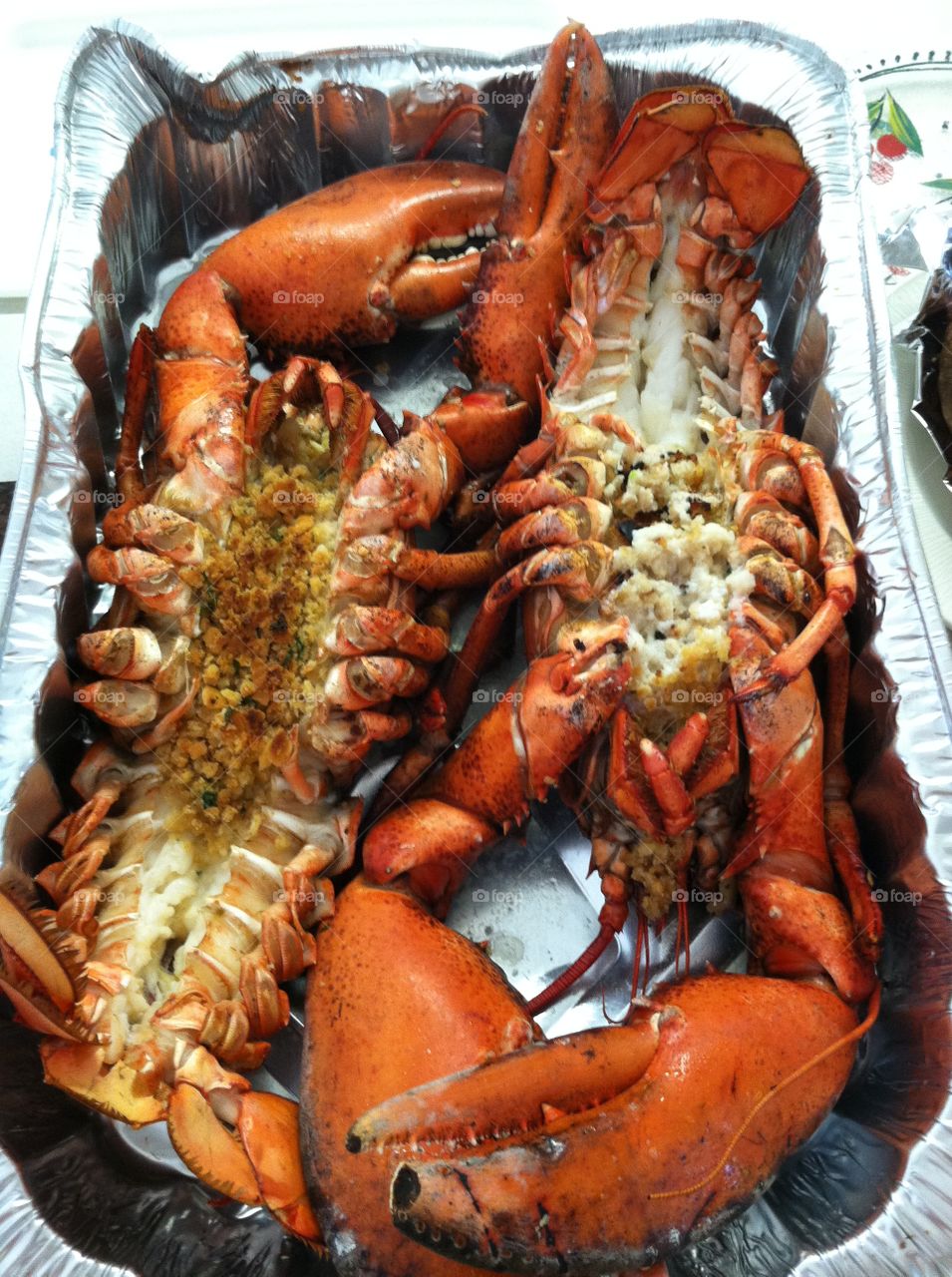 Homemade baked stuffed Maine lobster 