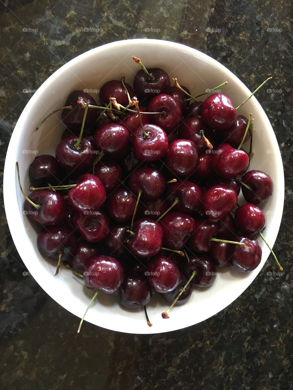 Bowl of fresh Washington cherries 