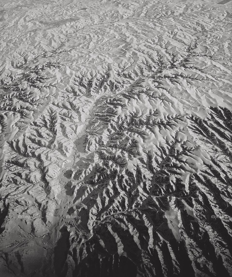 Mountains out an airplane window