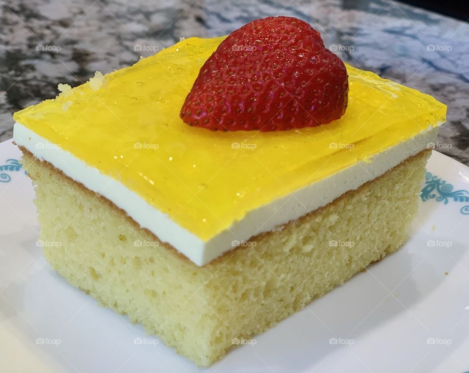 Our first lemon, strawberry, Jell-O mousse and Jell-O cake. It was very delicious