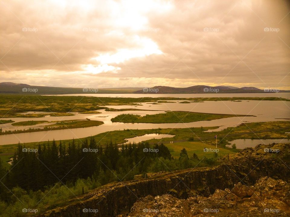 Scenic view of idyllic river