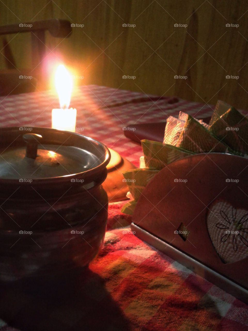 A candle light dinner