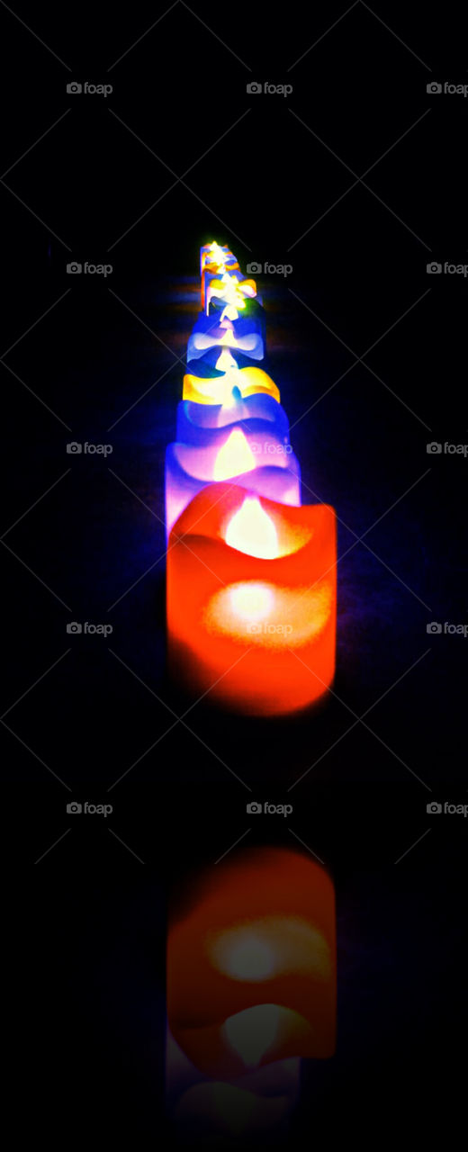 Colourful led lamps. Diwali festival of lights.