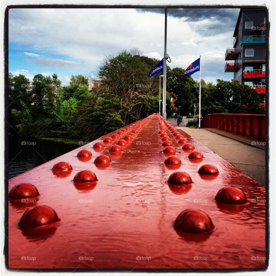halmstad red house river by lindajacobi