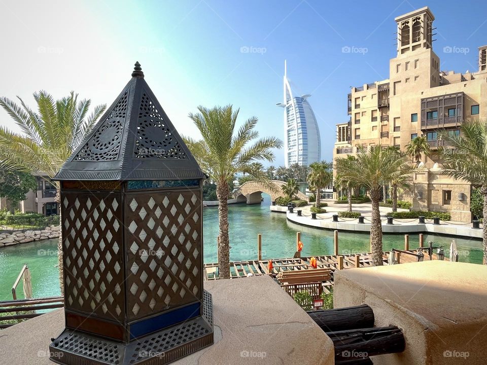 Burj Al Arab seen from the souk madinat jumeirah