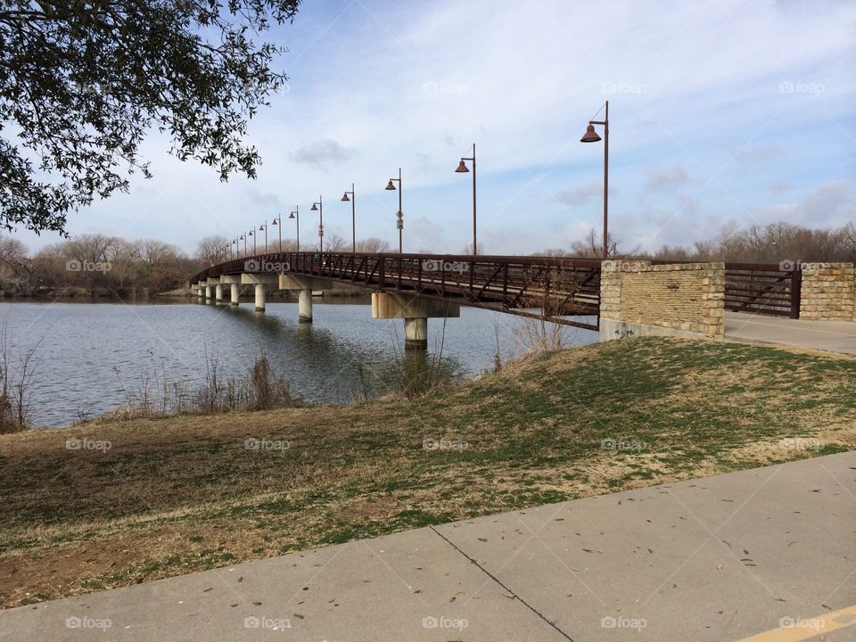 Bridge at White Rock Park. A beautiful bridge on a park in Dallas area.