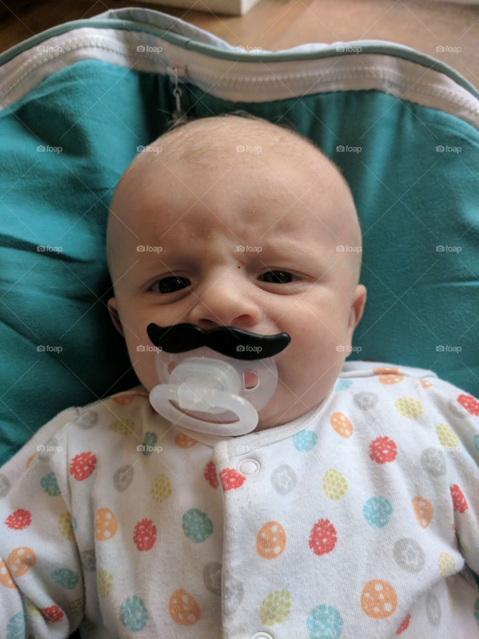 Baby Oliver angry with a moustache