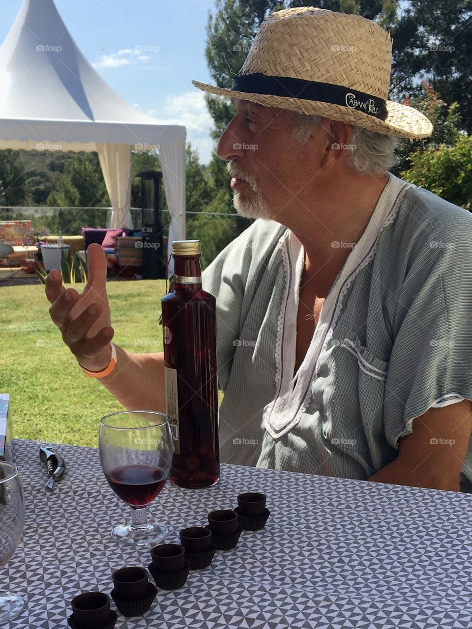 Nice man at the end of an outdoors lunch