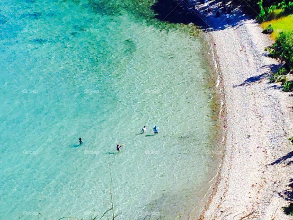 Aerial view beach swimming