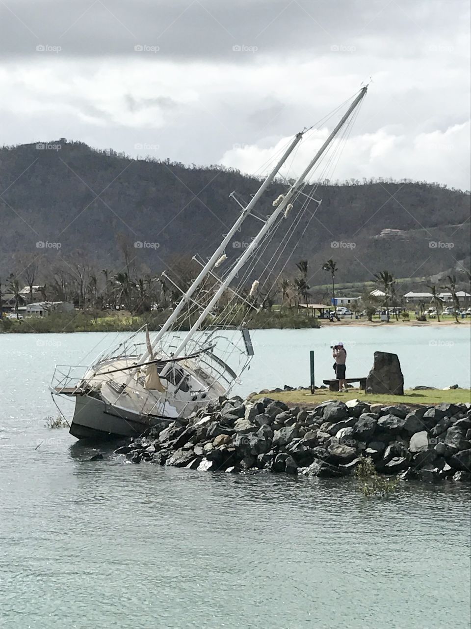 Cyclone Debbie, Queensland, Australia boat wreck